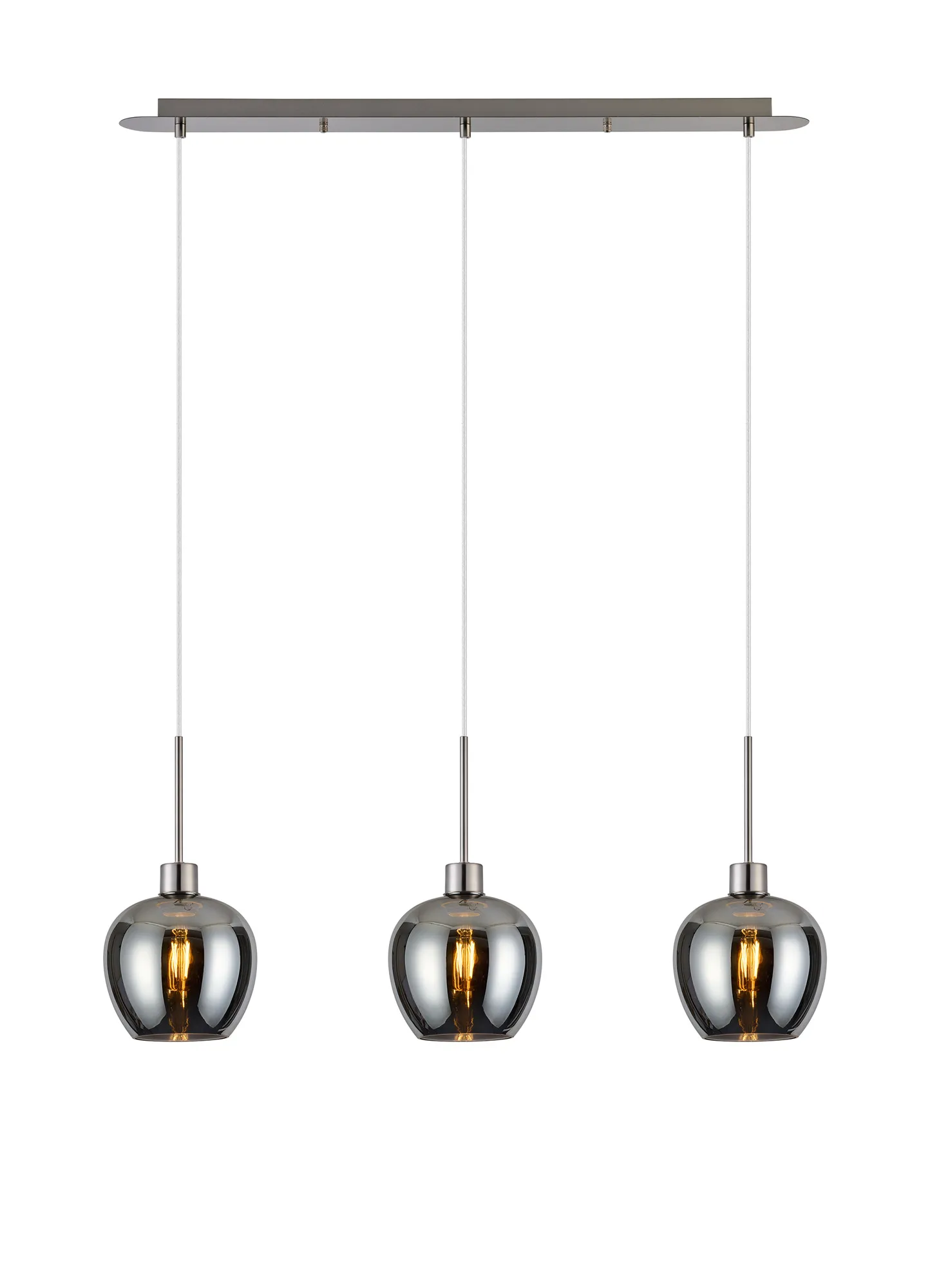 DK1397  Lori Linear Pendant, 3 Light Adjustable E27, Satin Nickel/Chrome Wine Shades